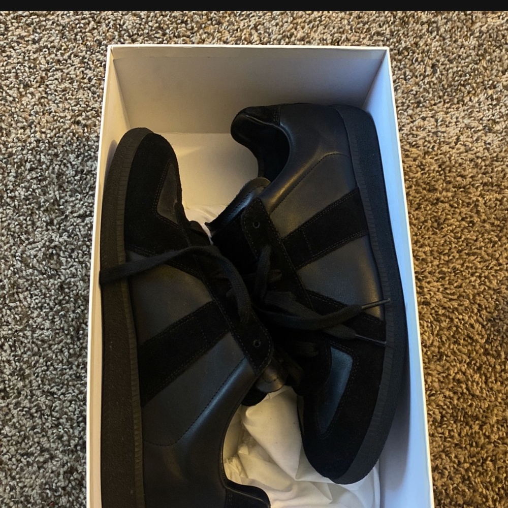 Maison Martin Margiela Leather Suede Low-Top Black Sneaker Size 43/10 US